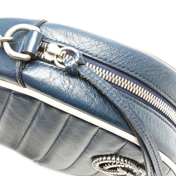 Gucci GG Marmont Chain Shoulder Bag 550154 Navy Leather Women's GUCCI - Picture 7 of 12